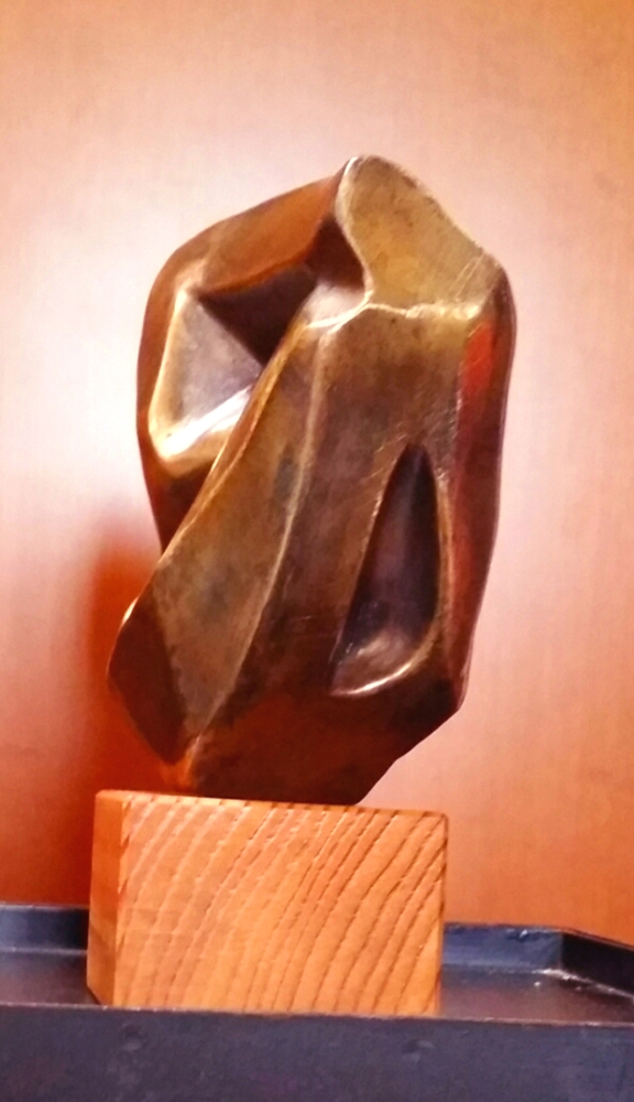 'Progetto per una grande scultura' bronzo su larice cm12x13x8 