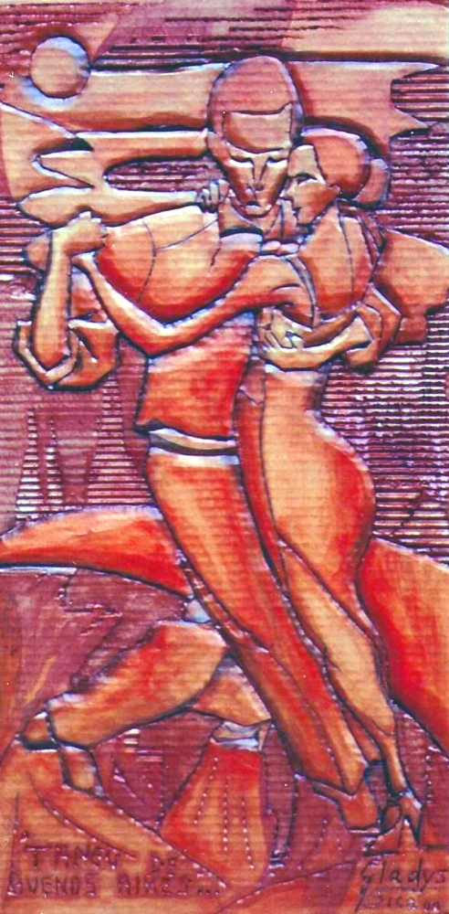 'Tango di Buenos Aires' tecnica mista cm40x80