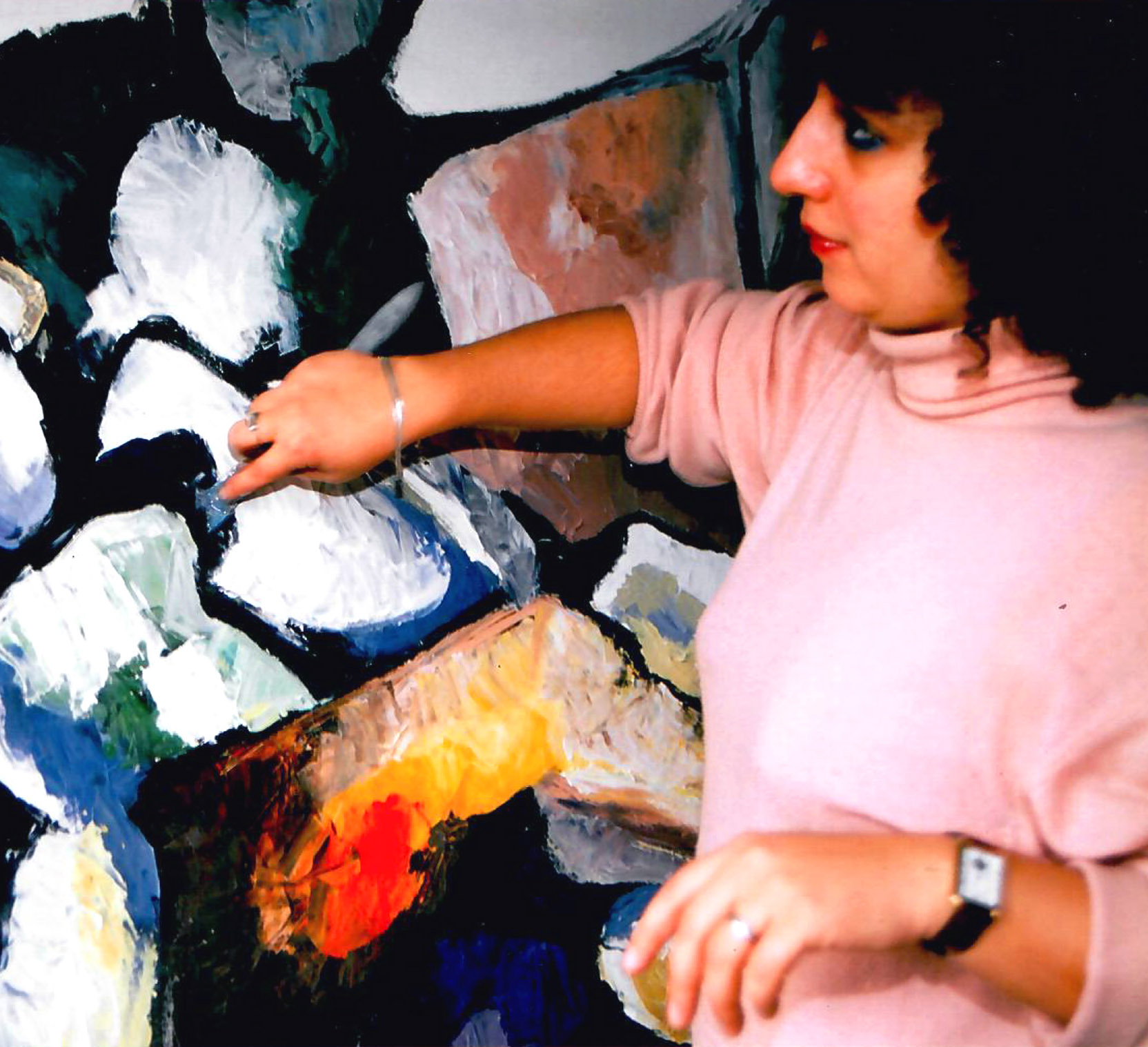 Al lavoro, dipinto a spatola, Milano, 1993