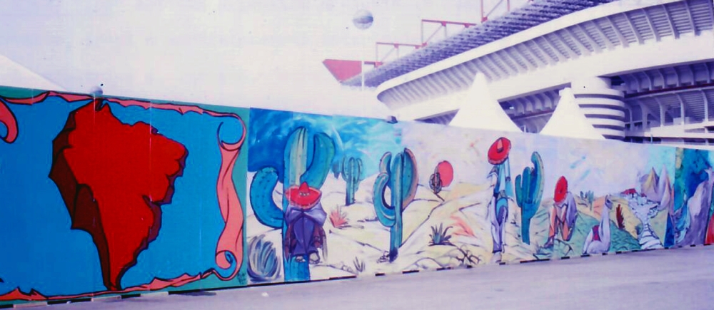 Murales, m130x3 realizzato in 10 giorni, San Siro, Milano,1992.