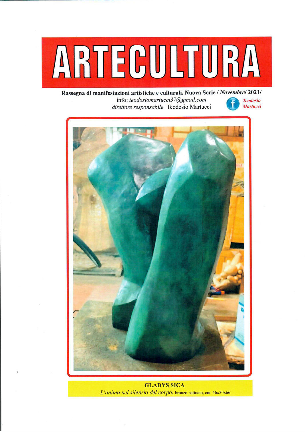  Copertina Rivista 'Artecultura', testo critico Teodosio Martucci, Novembre 2021