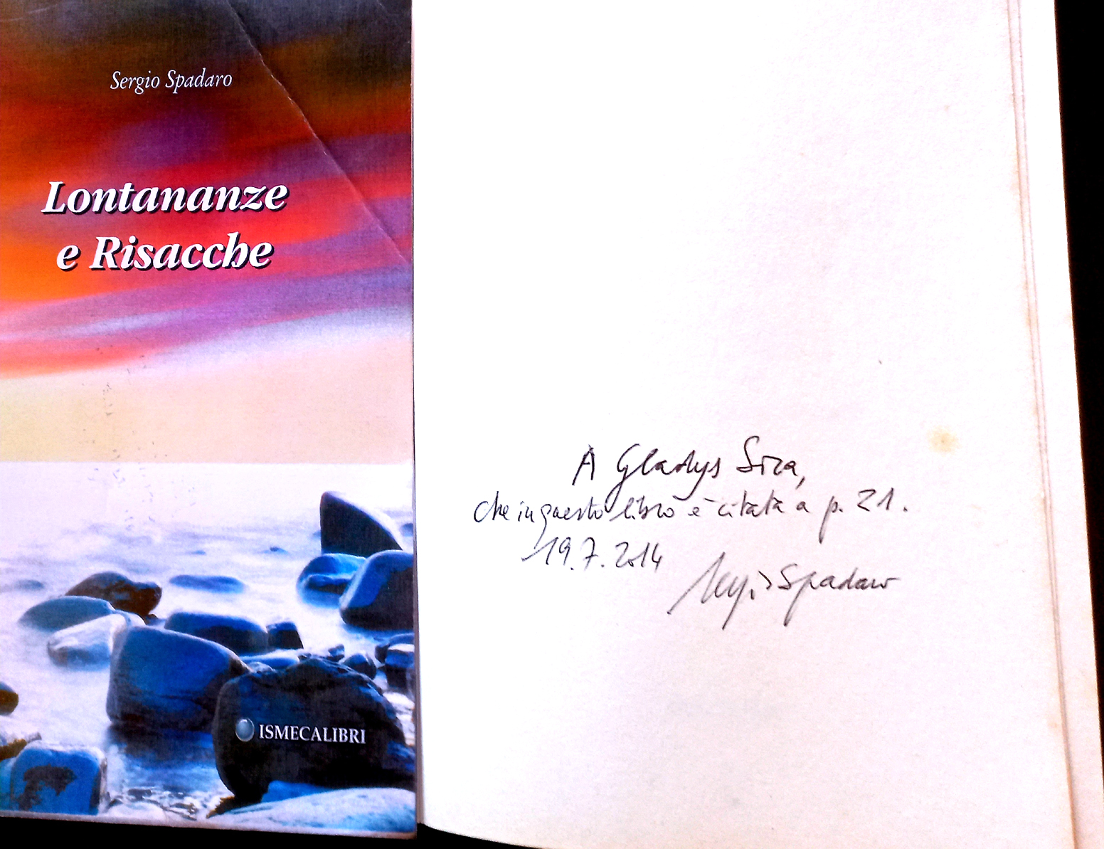 2014 - Recensione del libro inedito 'Vento Atlantico' di Gladys Sica, in 'Lontananze e Risacche' di Sergio Spadaro, a pagina 21.