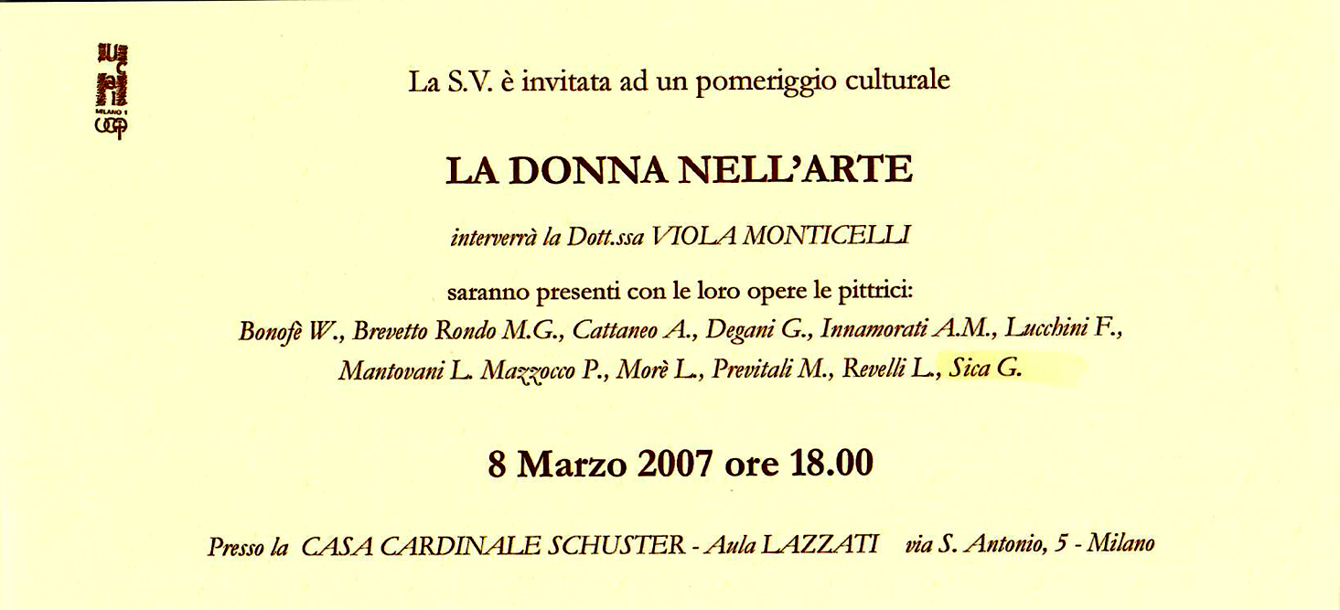 2007 - Pittura, Mostra collettiva, 'La donna nell'arte', Casa Cardinale Schuster, Milano