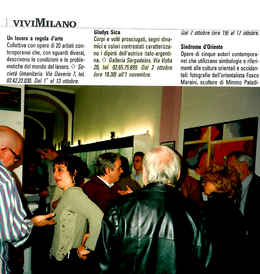 2003 - Personale e Reading, 'Buenos Aires-Milano-Buenos Aires', nella foto con Gianni Pre e Giuseppe Possa Galleria -Sargadelos- Milano.