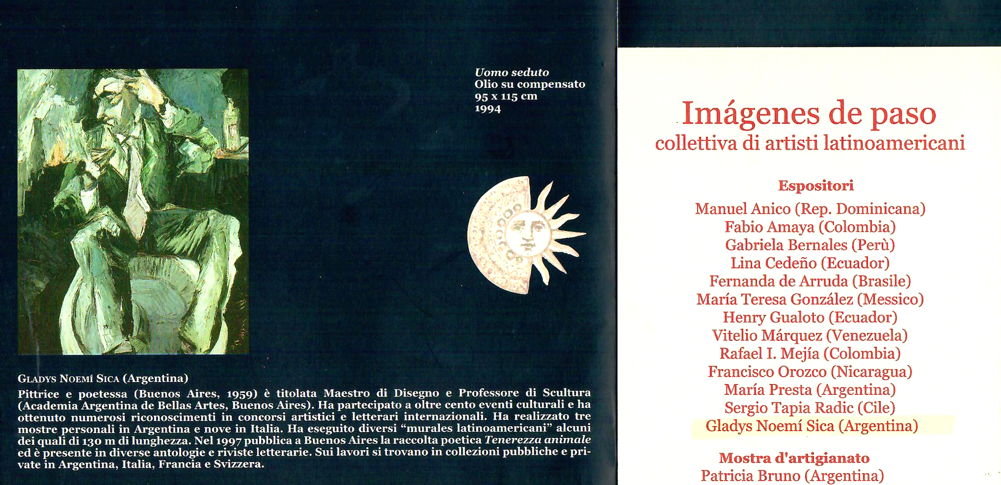 2001 - Collettiva, 'Imágenes de Paso', Palazzo Clerici, Dépliant,  Casa d'America Latina, Milano