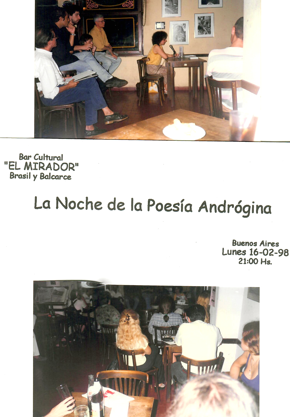 1998 - Reading Poetico, Bar Culturale 'El Mirador', Buenos Aires, Argentina.