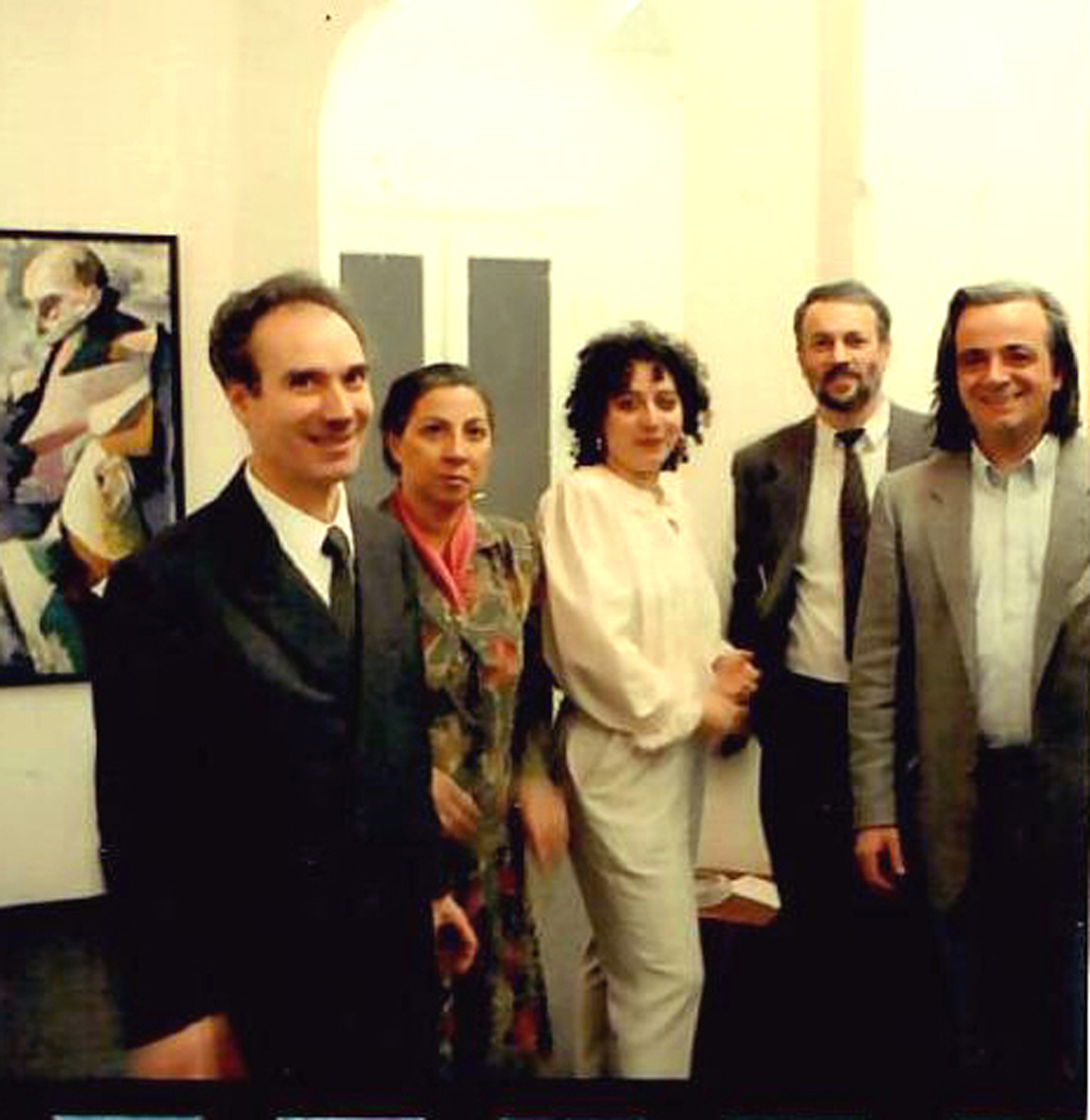 1993 - Personale, 'Polarità di Conflitti', Gladys Sica, nella foto con il gallerista Giovanni Billari e sua moglie Vera, i critici Giuseppe Possa e Gianni Pre.