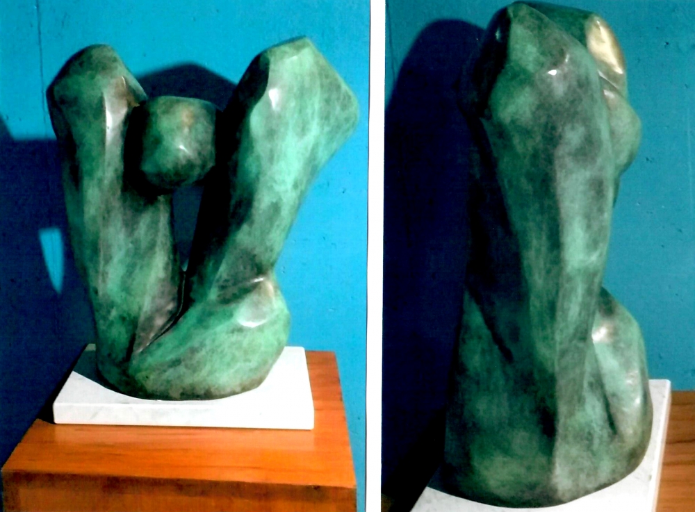 'L'anima nel silenzio del corpo' bronzo patinato su marmo di carrara cm56x30x66