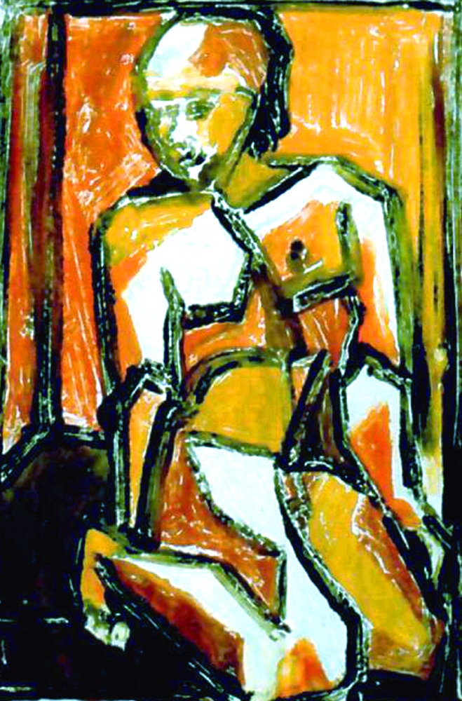 'Nudo di uomo II' monotipo olio su carta cm18x25