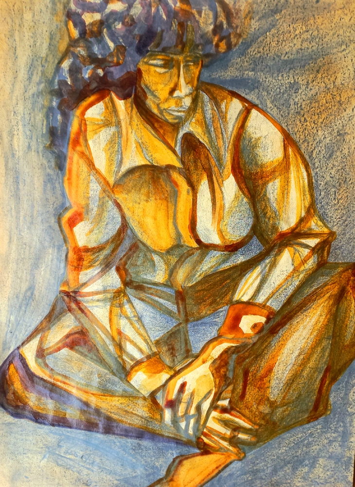 'Donna indigena' tecniche miste su carta cm47,50x67