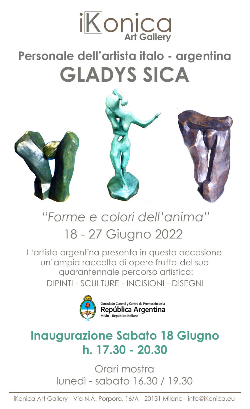 2022 - Personale, 'Forme e colori dell'anima' di Gladys Sica, iKonica Art Gallery, Milano.