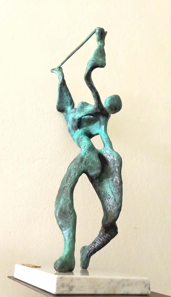 'Danza sciamanica' bronzo patinato  (dal filo di ferro e gesso) 26x21x55 