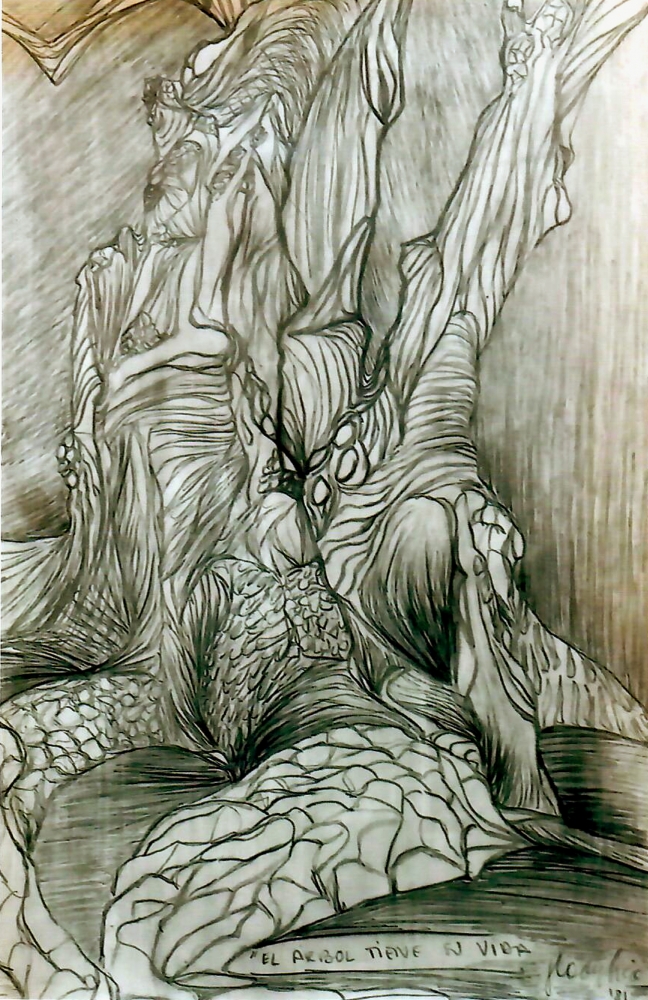 'L'albero ha la sua vita' disegno a matita cm22x34 